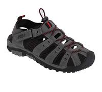 PDQ Ted Trekking Trail Toggle Touch Fastening Summer Sandals - Grey/Red Synth.Nubuck, Mens UK 9 / EU 43