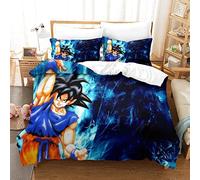 PDRMZ Dragon Ball Goku Duvet Cover Set With Pillowcases Cozy Quilt Cover Three-piece Set in Brushed Microfiber For Men Women And Kids Soft Hypoallergenic 3D Printed Bedding Set Double(200x200cm)
