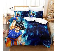 PDRMZ Dragon Ball Goku Duvet Cover Set With Pillowcases Cozy Quilt Cover Three-piece Set in Brushed Microfiber For Men Women And Kids Soft Hypoallergenic 3D Printed Bedding Set King（220x240cm）
