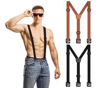 PDRMZRT 2 Pcs Hidden Suspenders for Men Under Clothing Brown With Belt Loops Under The Shirt Airport Friendly Undergarment, Black and Brown, One Size