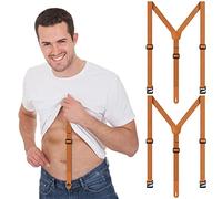 PDRMZRT 2 Pcs Hidden Suspenders for Men Under Clothing for Jeans Black and Brown Alternative Suspenders UnderShirt, Brown, One Size