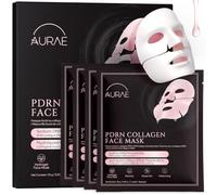 PDRN Collagen Hydrogel Face Mask, 4 Pack, with Sodium DNA and Niacinamide | Multi-Peptide Blend Smooths the Look of Fatigue, Reaches Under-Eye Zone Plus Jawline Coverage