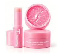 PDRN Pink Collagen Balm Stick & Caffeine Eye Patches, 60 Patches + Balm | 5% Volufiline, PDRN collagen balm, 60 caffeine hydrogel eye patches, for under eyes, lips, smile lines, face and neck