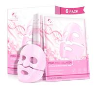 PDRN Pink Collagen Hydrogel Face Masks 6 Count and Balm 20g | Infused with Niacinamide & Hyaluronic Acid, 2-Piece Facial Sheet Masks