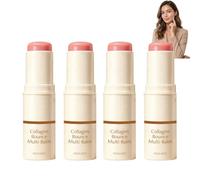 PDRN Pink Collagen Volume Multi Balm Stick, Face Neck Eye Lip. (4PCS) | Hydrating Wrinkle Balm for Face & Body, Collagen Plumping Stick for Under Eyes, Multi-use Care for Face Neck Under Eyes.