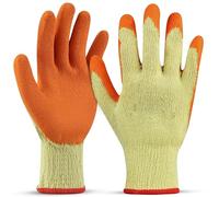 PDS 10 Pairs Orange Latex Coated Rubber Work Gloves, Small, Heavy Duty | Heavy Duty Latex Coated Grip, Durable & Flexible, Great for Builders, Gardening, Scaffolding, Warehouse & General DIY