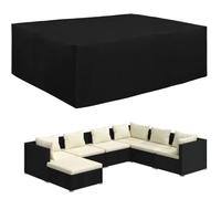 PDSYCB Garden Furniture Cover Waterproof 130x75x71cm Black Rectangular Heavy Duty Patio Rattan Sofa Table and Chair Set Cover Outdoor Table and Chairs Windproof Anti-UV Sofa Covers
