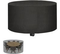PDSYCB Garden Furniture Cover Waterproof 180x100cm 420D Heavy Duty Oxford Polyester Garden Table Cover Windproof,Anti-UV for outside Rectangle/Rectangular Table and Chair Set Black Round