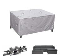 PDSYCB Outdoor Garden Furniture Cover 160x115x85cm 63''L x 45''W x 33''H 420D Oxford fabric, Fabric Rattan Cube Set Cover Waterproof, Windproof, Anti-UV, Garden Covers for Dining Bench Set Silver