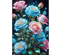 PDSYUCHEN Difficult Jigsaw - 1000 Pieces - Colorful - Rosess Art Painting - Family Stress Reduction Games - Elderly Memory Cognition Games Gifts - Jw24Th