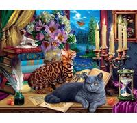 PDSYUCHEN Puzzle 1000 Pieces ，Colorful Puzzles ，Poster ，Gifts ，Abstract Pictures Of Cats Playing ，Adult Stress Relief Game Art Picture - Tz161Kj
