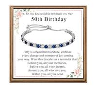 PDTU Birthday Bracelet for Women Girls - 13th, 16th, 18th, 21st, 30th, 40th, 50th, 60th, 70th, 80th Cubic Zirconia Adjustable Presents for Ladies Teenager Friends│13-80 Year Old