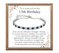PDTU Birthday Bracelet for Women Girls - 13th 16th 18th 21st 30th 40th 50th 60th 70th 80th Cubic Zirconia Adjustable Presents for Ladies Teenager Friends│13-80 Years