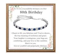 PDTU Cubic Zirconia Adjustable Birthday Bracelet for Women Girls - 13th 16th 18th 21st 30th 40th 50th 60th 70th 80th Presents for Ladies Teenager Friends│13-80 Year Old