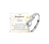 PDTU Daughter Granddaughter Niece Infinite Rings Gifts, Cubic Zirconia Adjustable Infinite Ring for Daughter