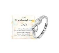 PDTU Daughter Granddaughter Niece Infinite Rings Gifts, Cubic Zirconia Adjustable Infinite Ring for Granddaughter