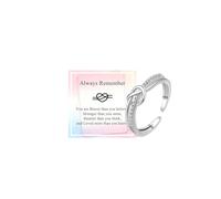 PDTU Ring Gifts for Daughter Granddaughter Niece, Open Adjustable Knot Heart Rings with Cubic Zirconia Always Remember Gift for Girls