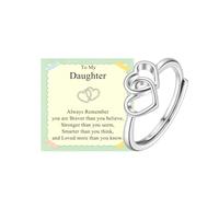 PDTU Silver Heart Rings for Daughter Granddaughter, Always Remember Gifts