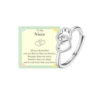PDTU Silver Heart Rings for Daughter Niece, Always Remember Gifts