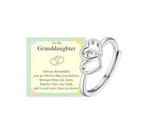 PDTU Silver Heart Rings for Granddaughter Niece, Always Remember Gifts