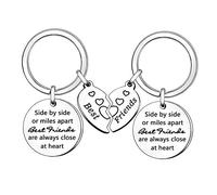 PDTXCLS Bubbacare Best Friends Keyrings - Side by Side Or Miles Apart Best Friends Close at Heart Key Ring Gifts for Women Girls Sisters Birthday Gifts Friendship Keychain
