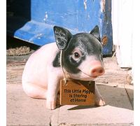 PDTXCLS Pandora Pig 27 cm Resin Garden, Porch/Doorstep Ornament with This little piggy is staying at home sign
