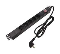 PDU-05E-0200-BK-BK Power Strip: Fusing Sockets: 5 230VAC 16A Black 2m