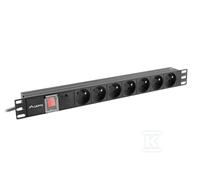 PDU-07E-0200-BK Rack PDU 19" 1U 16A 7x Schuko 2m Black