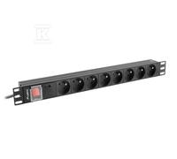 PDU-08E-0200-BK RACK PDU 19" 1U 16A 8X Schuko 2M Black