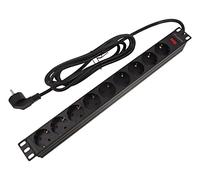 PDU-09F-0300-BK-BK Power Strip: Fusing Sockets: 9 230VAC 16A Black 2m
