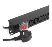PDU 8-Way Power Distribution Unit with C13 Sockets & UK Plug, Horizontal Mount, 3m Lead - Ideal for Server Racks & Network Equipment