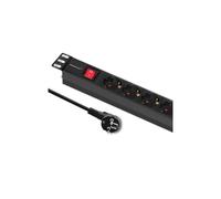 54468 Power Strip: Fusing Sockets: 6 250VAC 16A Black QOLTEC
