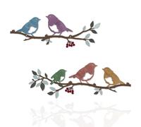 Pduoduo 2pcs Metal Wall Art Bird on Branch,Love Birds on a Branch,Multicolor Metal Bird Silhouette for Living Room Garden Bedroom Office Wall Decor