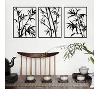 Pduoduo Large Metal bamboo Wall Decorative,Metal Wall Art Decor,Tree Hanging Sign,bamboo Sculpture for wall decorPack of 3(Total 50 x 22 inch)