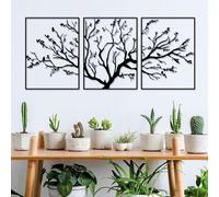 Pduoduo Large Tree Of Life Metal Wall Art Decor 3 Panels Tree Branch Ornament Hanging Sign Modern Branch Wall Decoration for home wall decor (53in x 23.6in)