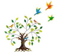 Pduoduo Tree of life metal wall art decor with Green leaf and Hummingbirds,Inspirational Gifting for your home or garden - 24.4inch diameter