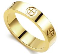 PDWZNBA Love Friendship Ring 18K Gold Silver Plated Cubic Zirconia Stainless Steel Promise Ring Wedding Band Jewelry Birthday Gifts for Women, Metal, Cubic Zirconia