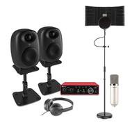 PDX22 Complete Home Recording Studio Kit with Active Monitors, Condenser Microphone, Reflection Filter, Stands, Headphones, Audio Interface & Accessories for Musicians, Streaming, and Gaming