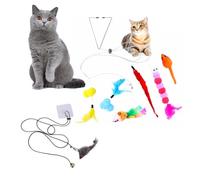 Pdyay 8 Pcs Interactive Cat Toys,Hanging Toy Kits,Cat Feather Toys Hanging Door Retractable Ropes,Mouse Toys Set Kitten Play for Boredom Release