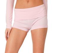 PDYLZWZY Women Low Waist Solid Stripe Slim Comfortable Sleep Shorts Summer Fold Over Pyjama Bottoms, pink, S