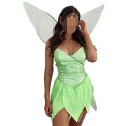 PDYLZWZY Women's Fairies Tinker Bell Deluxe Costume Cosplay Fancy Dress with Wings Fancy Halloween Christmas Party, Green, XL