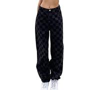 PDYLZWZY Women's High Waist Jeans with Wide Leg Straight Denim Pants Casual Baggy Ripped Distressed Trousers Y2k Streetwear, W3., M