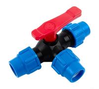 PE 3-Way Ball Valve for 20-50mm Pipe| Quick Connect Plastic Fitting No Welding Required| Water Flow Control Switch for Household Industrial Supply Black Blue(25mm)