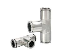 PE 4 6 8 10 12 14 16 Mm 1/4" 3/8" 1/2" Tube OD Tee 3 Ways 304 316 Stainless Steel Quick Push In Connector Pneumatic Air Fitting(SS304,6-4-6MM_OD TUBE)