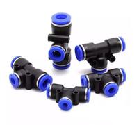 PE Air Connectors 4mm 6mm 8mm 10 12MM Pneumatic Fitting Quick Connect Slip Lock Tee 3Way Plastic Pipe Water Hose Tube Connector 10Pcs(PEG 8-12)