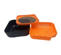 PE Fishing Bait Box with Inner Frame, Drain Basket & Ventilated Design for Live Bait Storage - 16.8 x 16.8 x 6 cm, Compact Carp Angling Accessory