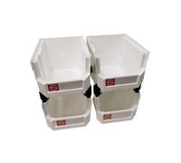 Pe&Hui 4 Pack Storage Organizer Bins,Wall Mount Storage Parts Rack,Stackable Shop Tool Bins for store Screws,Small Parts,Office Supplies and other Accessories (White)