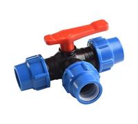 PE Pipe 3-Way Ball Valve 20/25/32/40/50 mm Plastic Water Flow Control Fitting, For Easy Install DN15-DN40 Connector for Household and Industrial Plumbing, Black and(32mm)