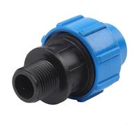 PE Pipe Water Clamp Connector Male Adaptor with PP Screw Joint Fitting for Efficient and Stable Water Flow (20mm x 1/2inch)