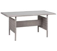 Beliani Garden Dining Table Viterbo 145 Cm 80 Cm Glass Light Grey